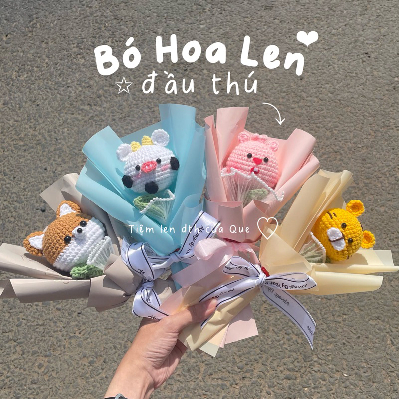 Bó Hoa Len Thú Nhiều Mẫu Hot Trend Dễ Thương - Làm quà tặng handmade