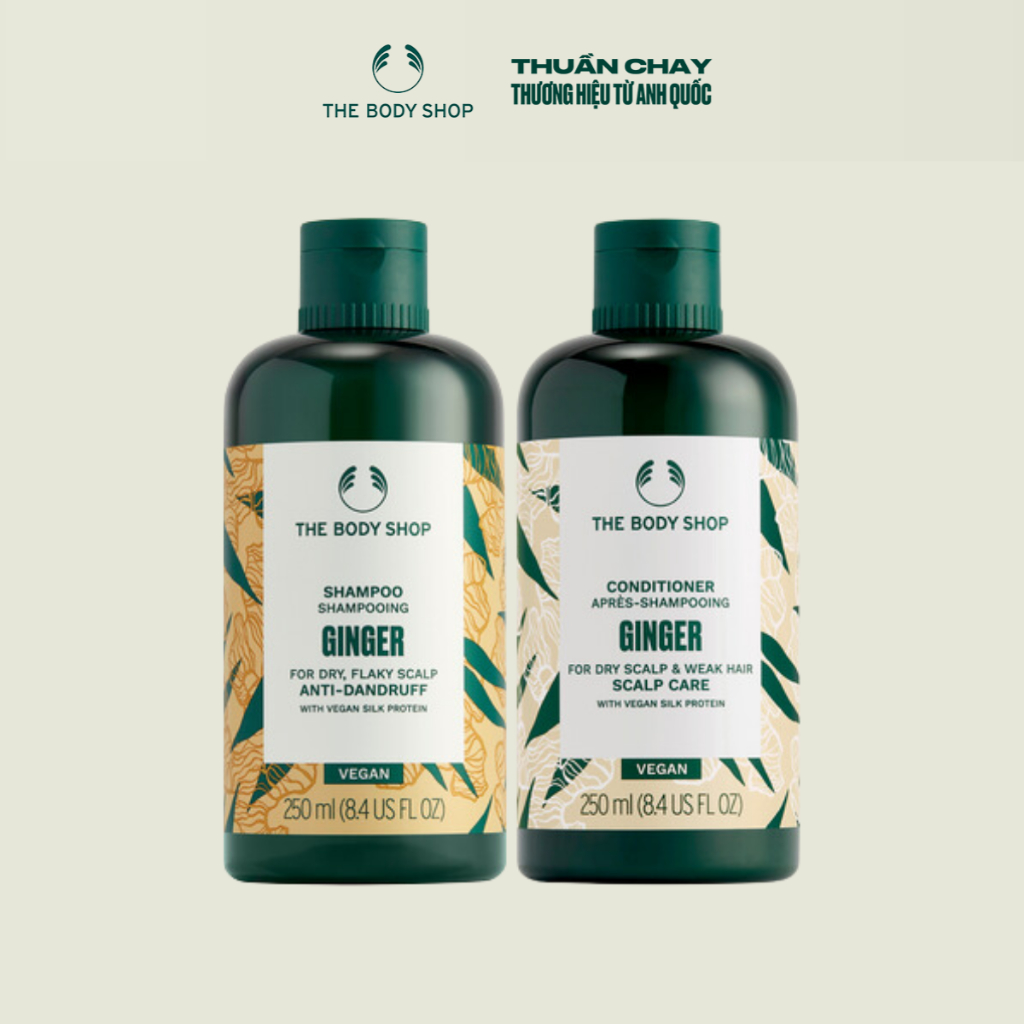 Combo Dầu gội và Dầu xả gừng giảm gàu The Body Shop Ginger Scalp Care Shampoo 250ml