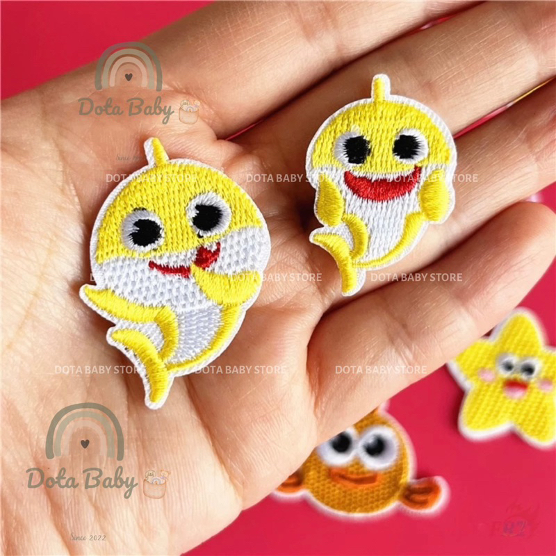 Sticker BABYSHARK Dán Vải, Sticker Ủi Thêu Quần Áo, Balo, Túi, Mũ Cho Bé