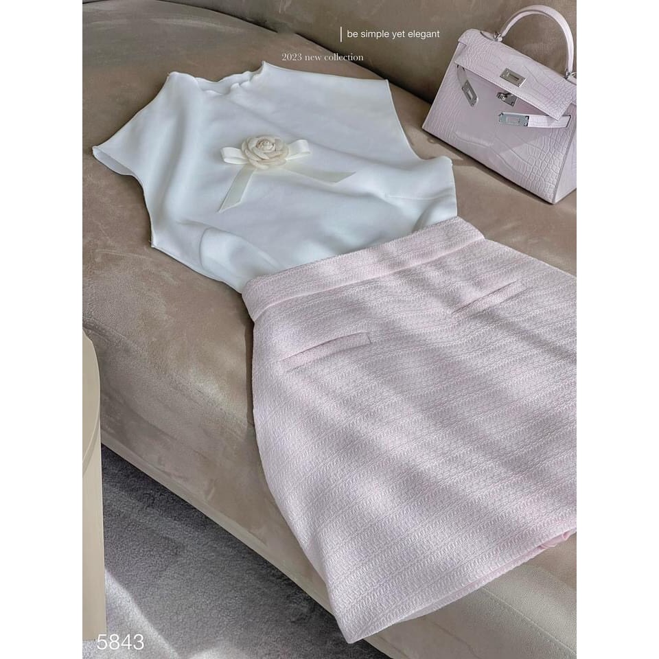 Set chân váy dạ kèm áo sat nách