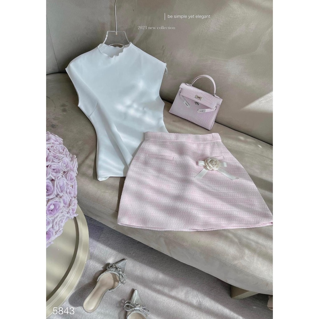 Set chân váy dạ kèm áo sat nách