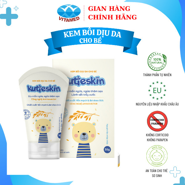 [Mã FMCGT1 giảm 15k đơn 0đ] Kutieskin - Kem Bôi Dịu Da Cho Bé Dịu Mẩn Ngứa, Ngừa Thâm Sẹo Hộp 30g