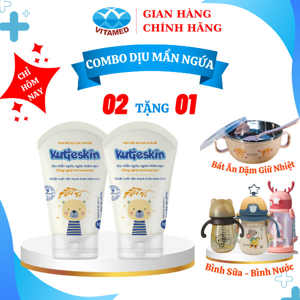 [Mã FMCGT1 giảm 15k đơn 0đ] Combo 2 Hộp Kutieskin - Kem Bôi Dịu Da Cho Bé Dịu Mẩn Ngứa, Ngừa Thâm Sẹo Hộp 30g