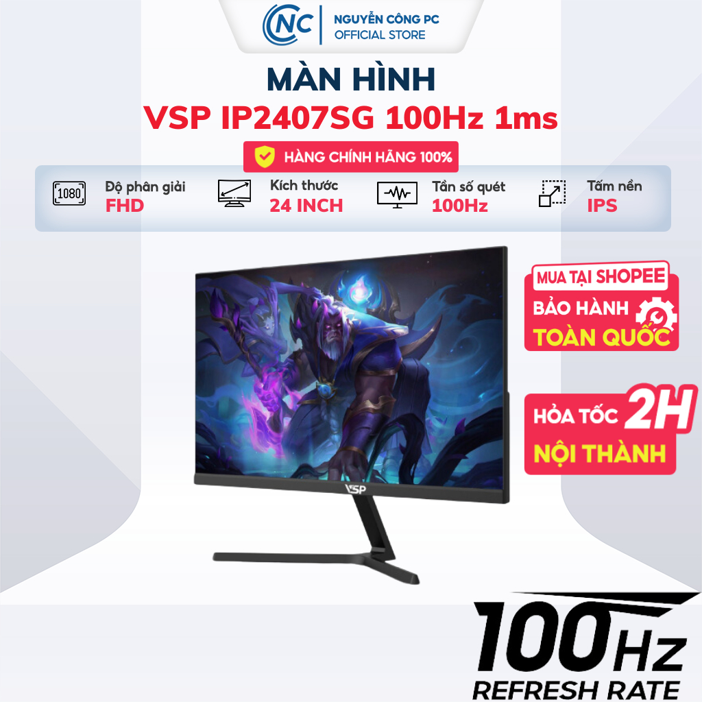 Màn hình chính hãng VSP IP2407SG 2404S kích thước 24 inch FHD nền IPS tần số 75Hz/100Hz - Bảo hành 36 Tháng