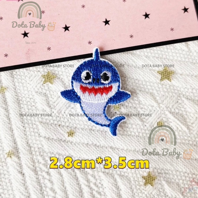 Sticker BABYSHARK Dán Vải, Sticker Ủi Thêu Quần Áo, Balo, Túi, Mũ Cho Bé