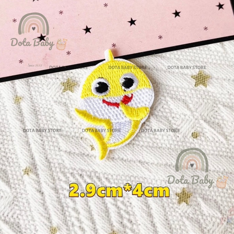 Sticker BABYSHARK Dán Vải, Sticker Ủi Thêu Quần Áo, Balo, Túi, Mũ Cho Bé