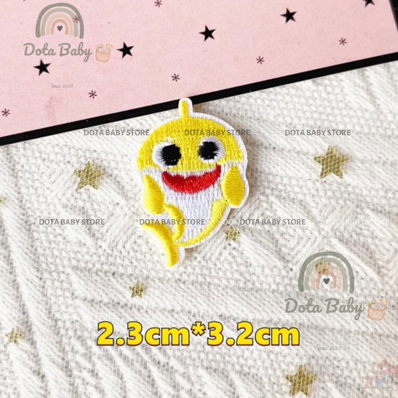Sticker BABYSHARK Dán Vải, Sticker Ủi Thêu Quần Áo, Balo, Túi, Mũ Cho Bé