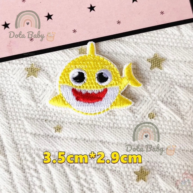 Sticker BABYSHARK Dán Vải, Sticker Ủi Thêu Quần Áo, Balo, Túi, Mũ Cho Bé