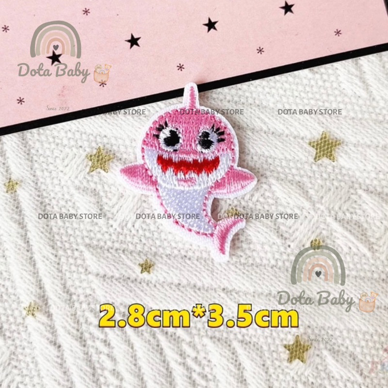 Sticker BABYSHARK Dán Vải, Sticker Ủi Thêu Quần Áo, Balo, Túi, Mũ Cho Bé