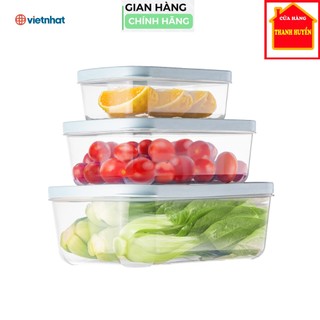 Set bộ 3 hộp đựng thực phẩm chữ nhật Hokori Việt Nhật
