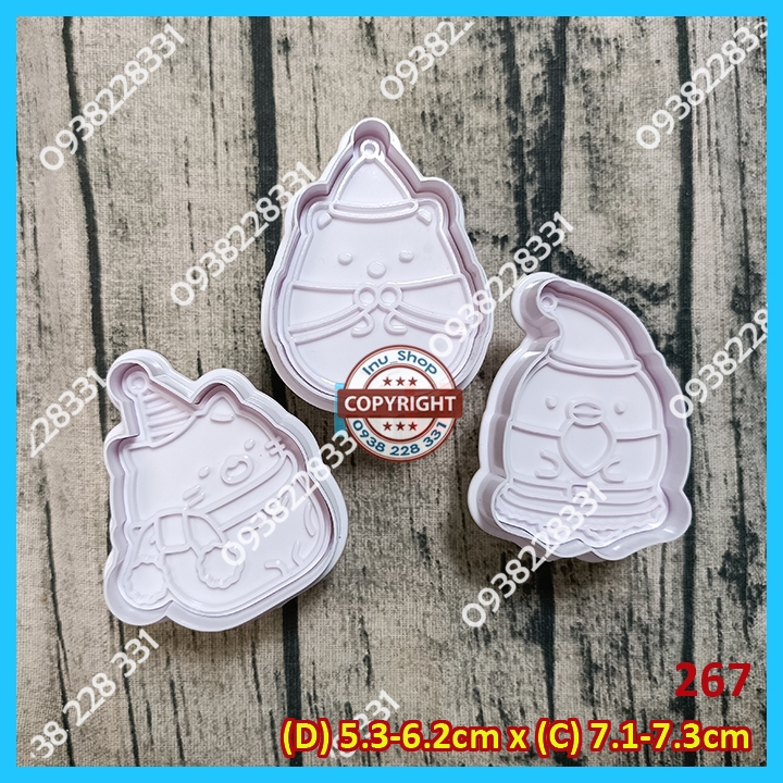 HCM - Bộ 4 khuôn cutter nhấn lò xo làm bánh quy ông già noel mừng giáng sinh christmas BCT