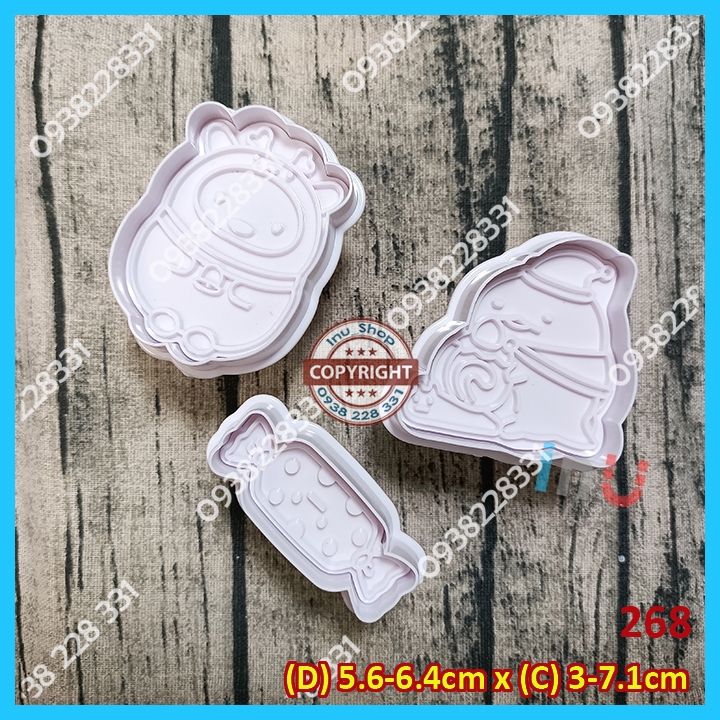 HCM - Bộ 4 khuôn cutter nhấn lò xo làm bánh quy ông già noel mừng giáng sinh christmas BCT