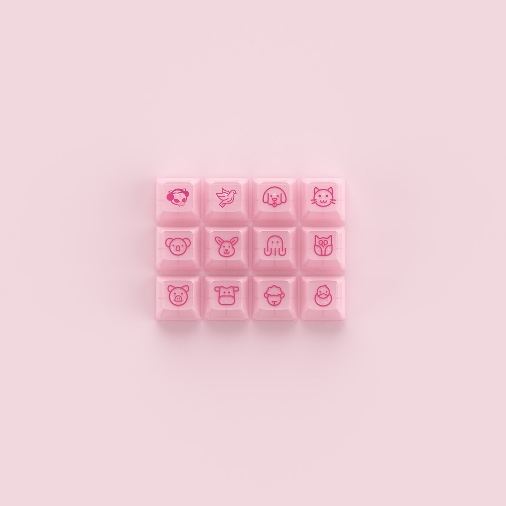 Bộ nút bàn phím cơ | Keycap AKKO set – Pink Transparent