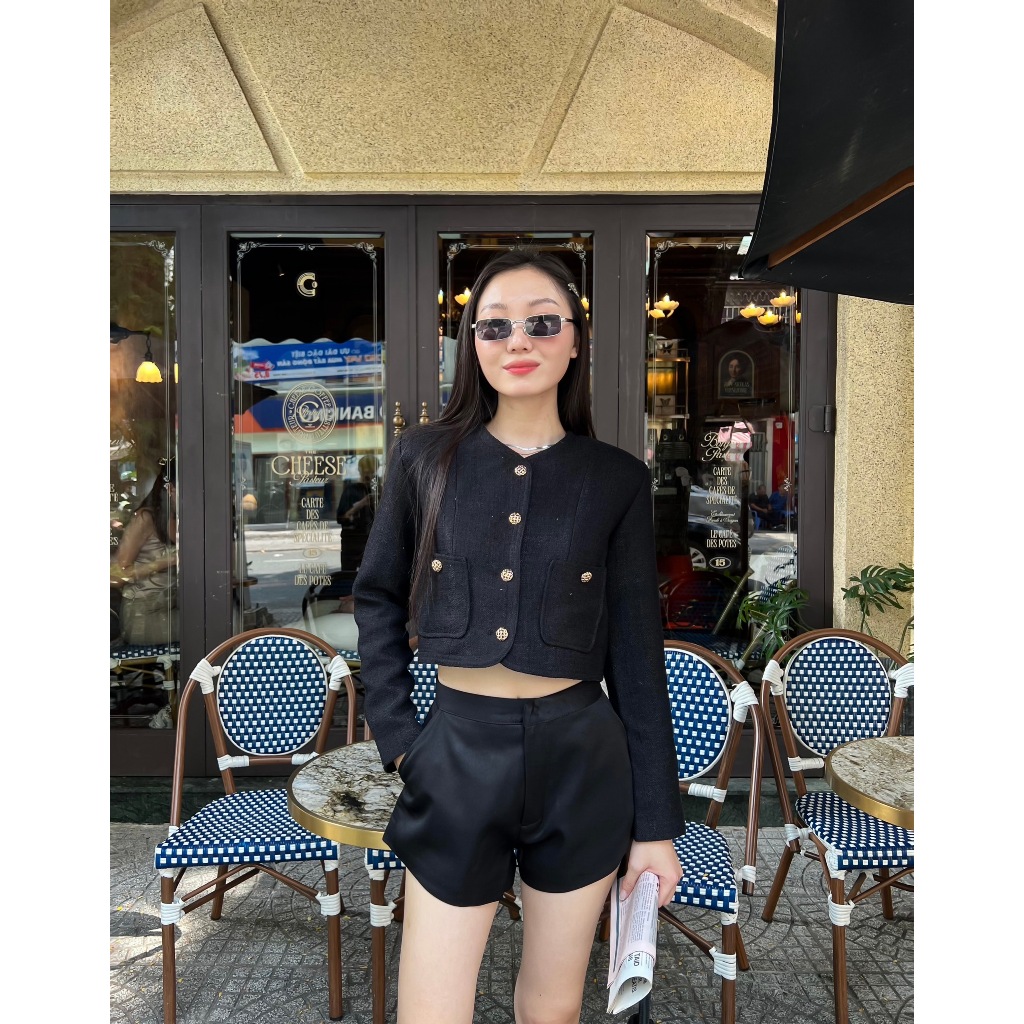 Áo khoác Tweed tay dài có hai túi STELLA JACKET