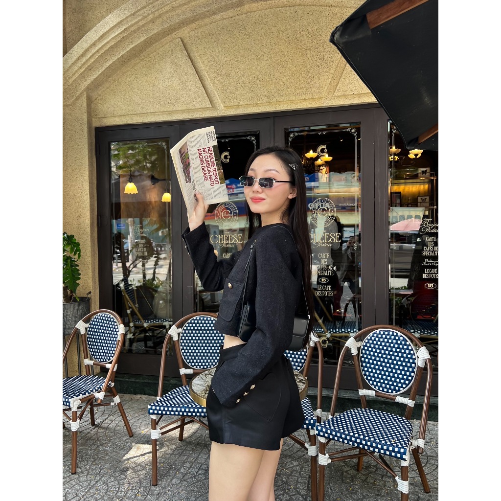 Áo khoác Tweed tay dài có hai túi STELLA JACKET