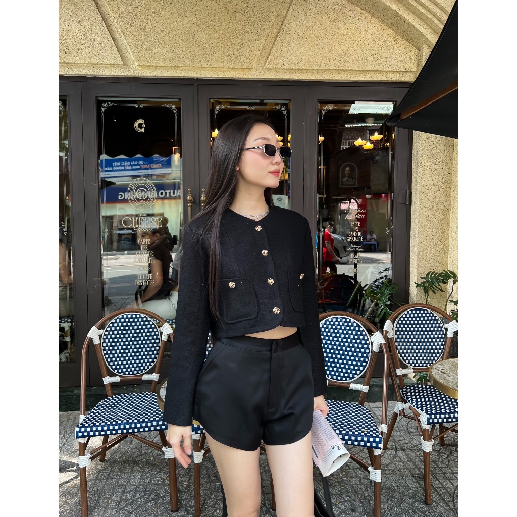 Áo khoác Tweed tay dài có hai túi STELLA JACKET