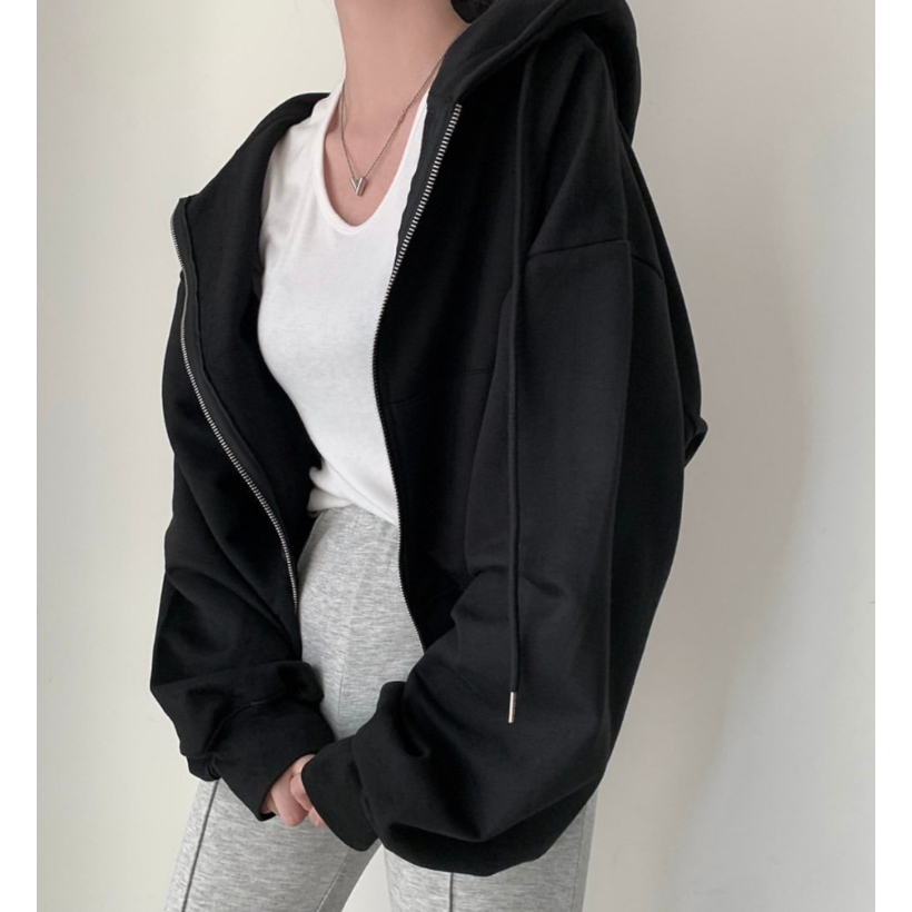 Áo khoác nỉ croptop Hàn dáng rộng, áo hoodie nữ siêu xinh