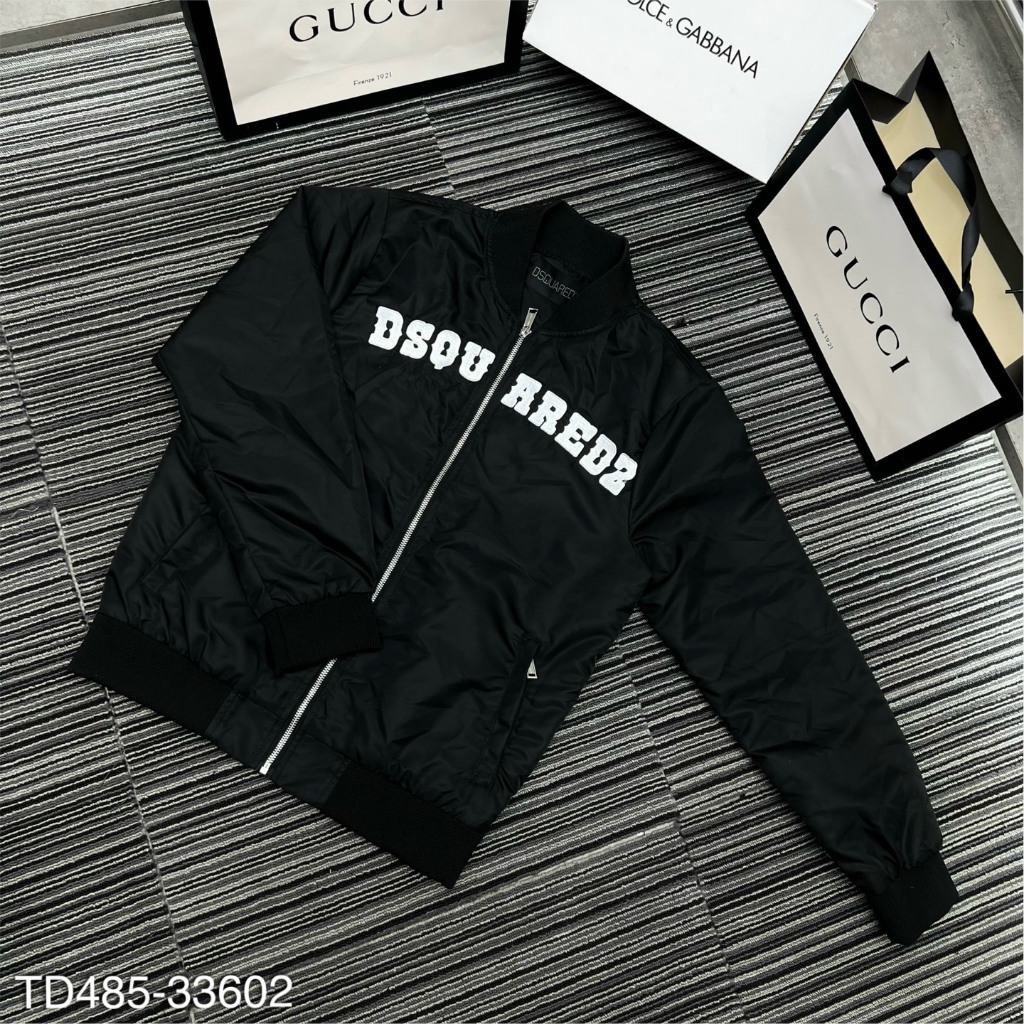Áo khoác nam thời trang hình in chữ trắng DSQ chảy-Áo khoác bomber form dáng đơn giản trẻ trung