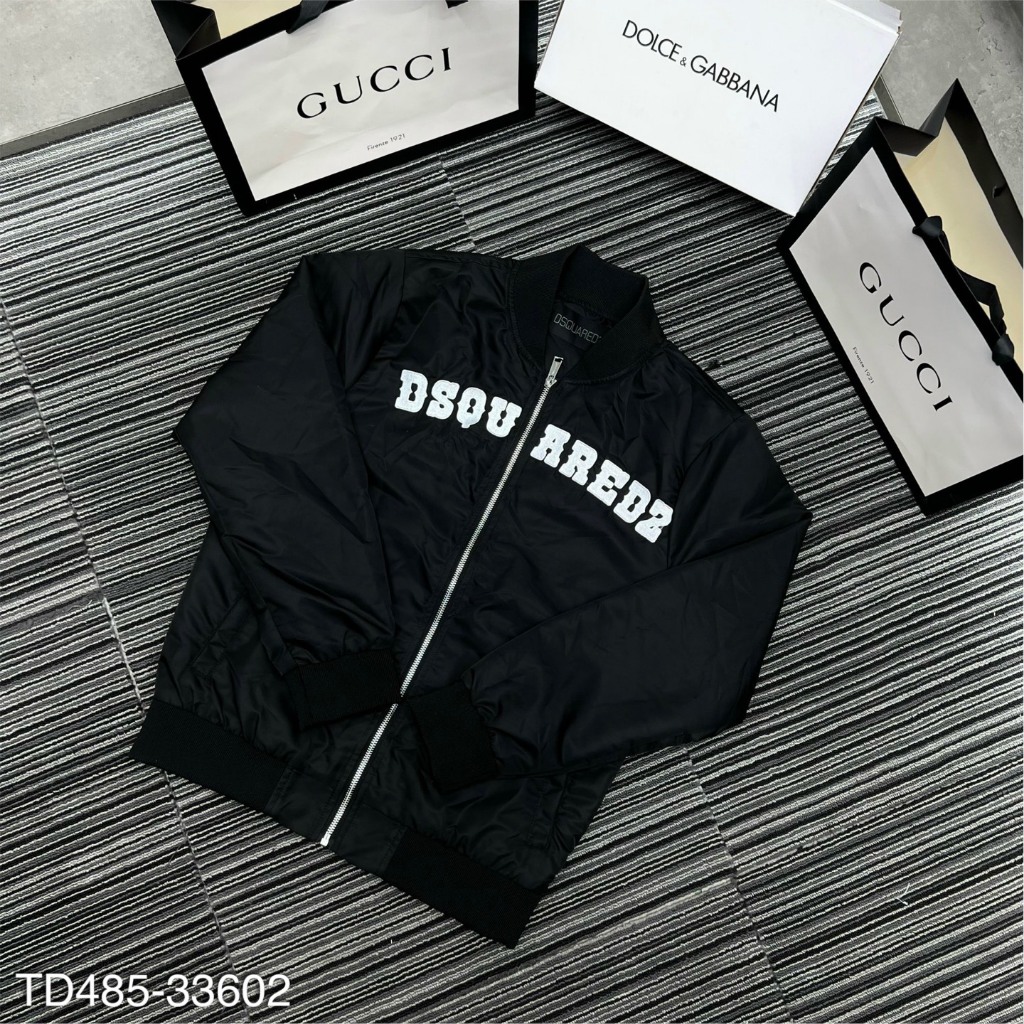 Áo khoác nam thời trang hình in chữ trắng DSQ chảy-Áo khoác bomber form dáng đơn giản trẻ trung