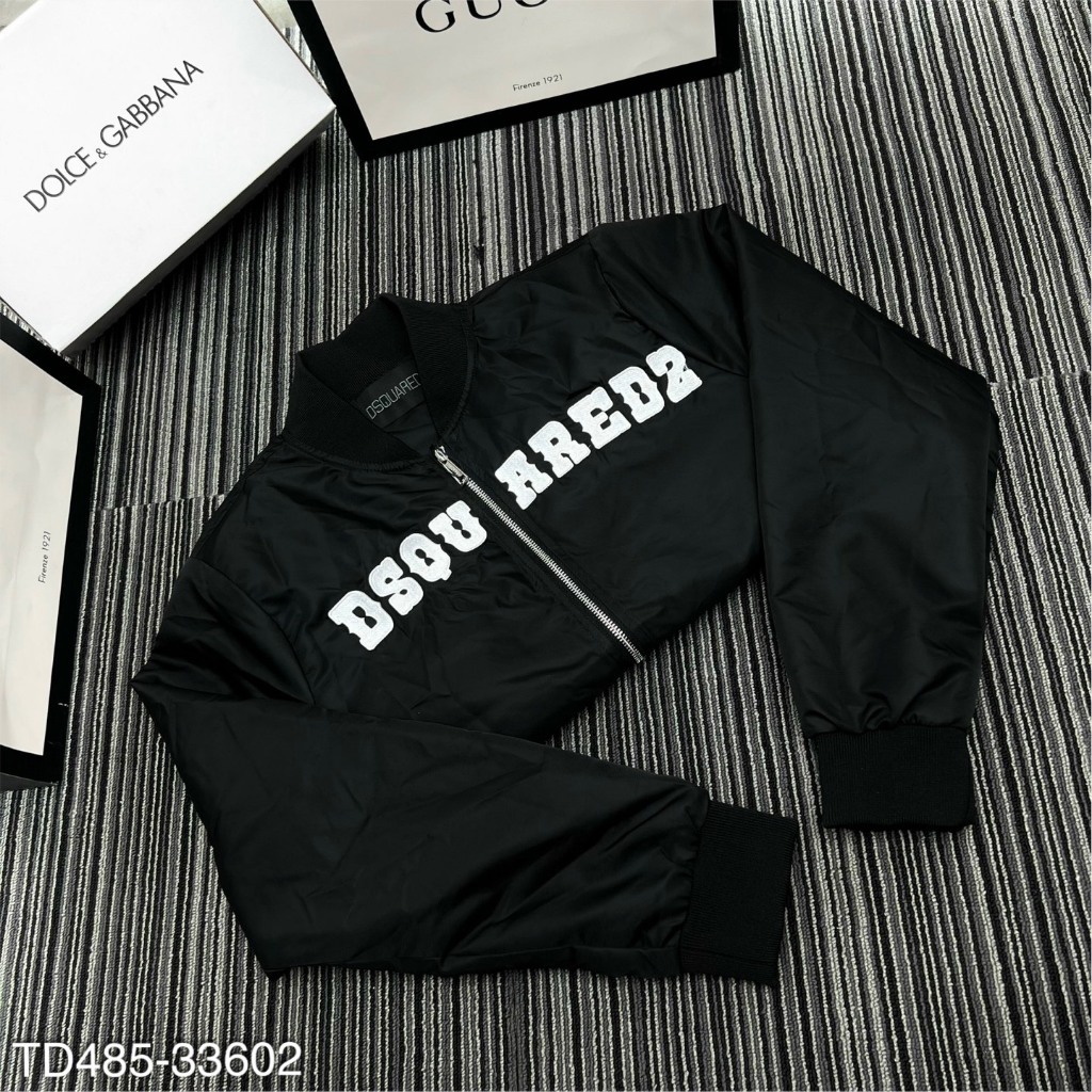 Áo khoác nam thời trang hình in chữ trắng DSQ chảy-Áo khoác bomber form dáng đơn giản trẻ trung