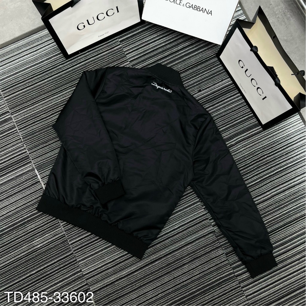 Áo khoác nam thời trang hình in chữ trắng DSQ chảy-Áo khoác bomber form dáng đơn giản trẻ trung
