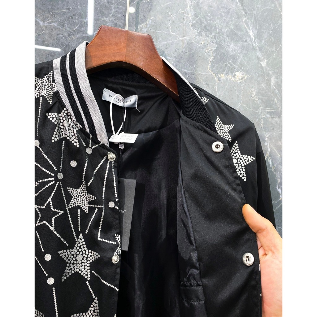 Áo khoác bomber nam ngôi sao chất gió siêu hot - Áo bomber nam nữ đường bo xám cao cấp