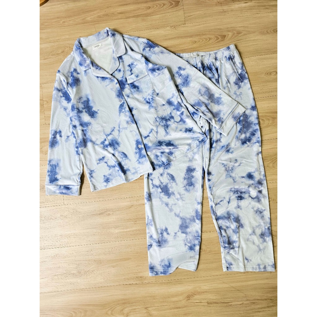 MOB2811 Pyjama lót lông màu loang nam nữ