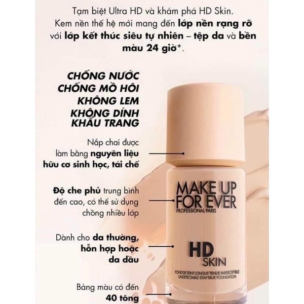 Kem nền Make Up For Ever HD Skin 15ml và 30ml chính hãng xuất xứ Pháp