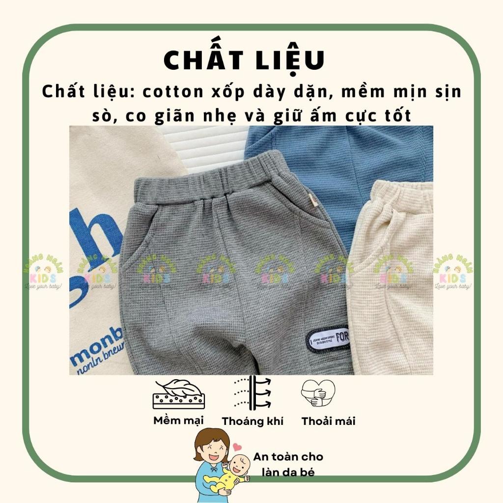 Quần thu đông trơn màu basic cho bé dài bé trai, quần xốp dài bé trai unisex cho bé Bernie