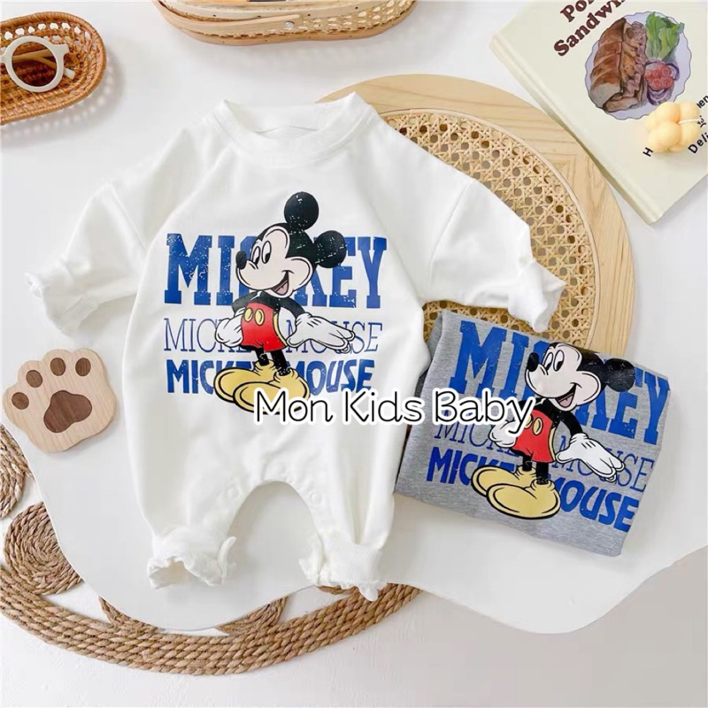 Body micky kèm mũ mắt cho bé trai và bé gái 3-12kg HÀNG ĐẸP LOẠI 1 body dài tay mùa đông cho bé