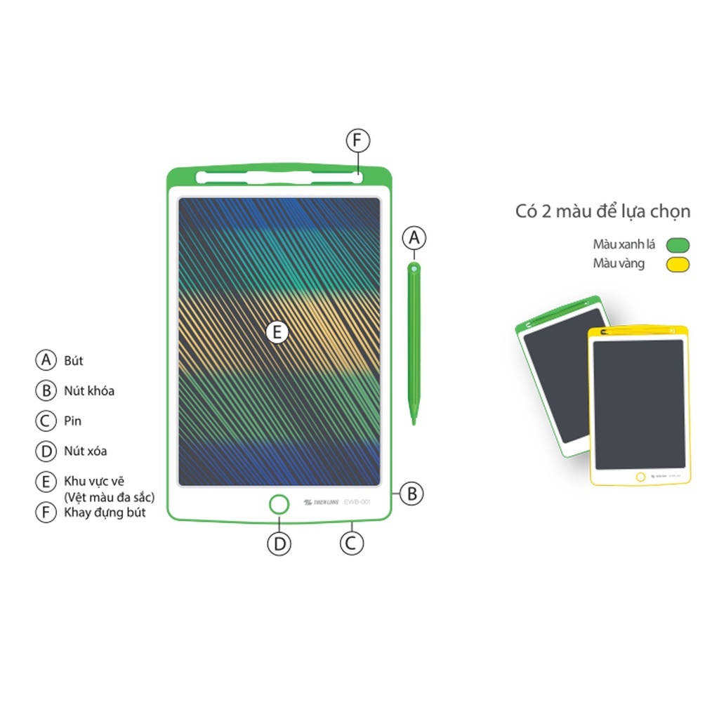 Bảng Vẽ Điện Tử Thông Minh 3D Thiên Long EWB-001 Đa Sắc Màu, Màn Hình 10 Inch Tự Xóa Được, Thúc đẩy Bé sáng tạo