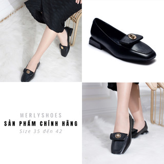 Giày lười nữ đế cao 2cm merly 1508 , giày nữ hàng hiệu, giày mọi nữ hàng hiệu, giày loafer nữ, giày da nữ gót thấp 2cm