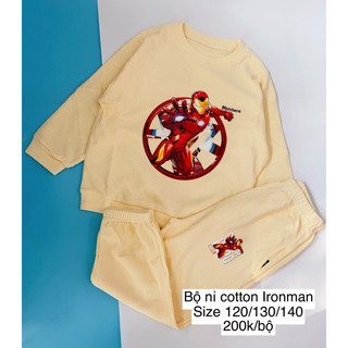 Bộ nỉ dài tay Ironman người sắt chất cotton cho bé Thu Đông