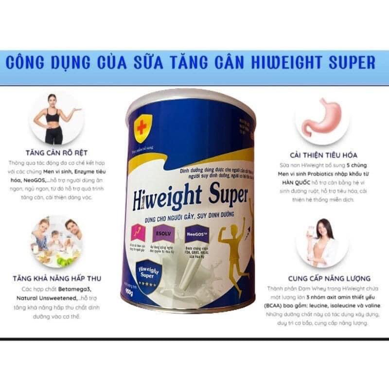 Sữa tăng cân Hiweight 900g, Sữa tăng cân cho người gầy và cho trẻ từ 6 tuổi, Giúp ăn ngon ngủ ngon lên cân tự nhiên