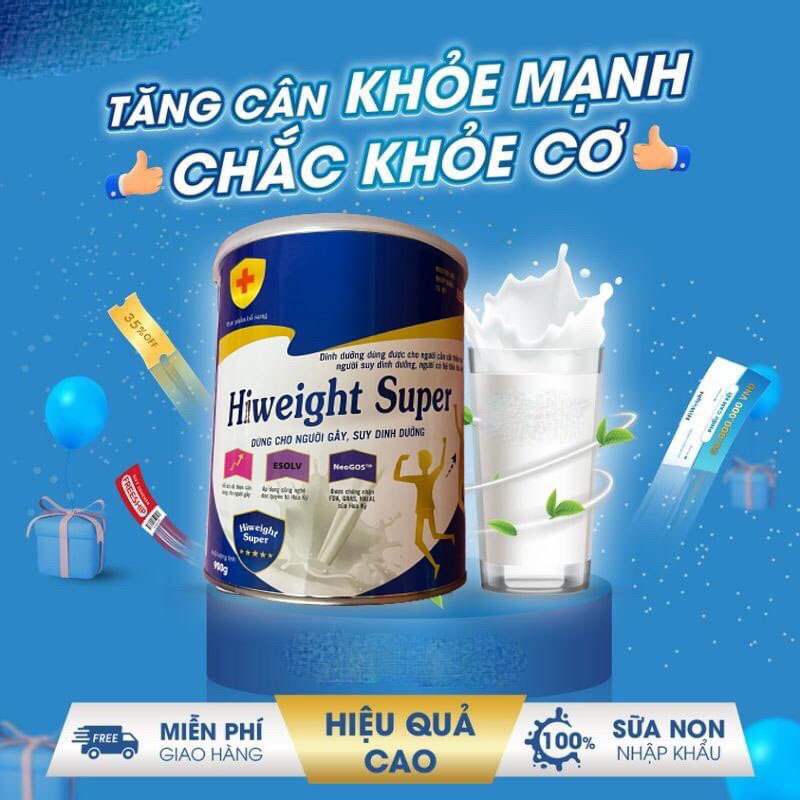 Sữa tăng cân Hiweight 900g, Sữa tăng cân cho người gầy và cho trẻ từ 6 tuổi, Giúp ăn ngon ngủ ngon lên cân tự nhiên