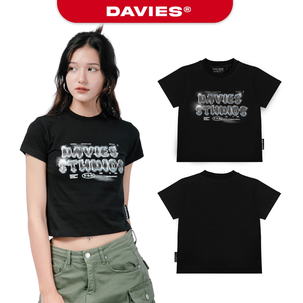 Áo thun baby tee tay ngắn nữ màu đen Flash local brand Davies | D32-T11