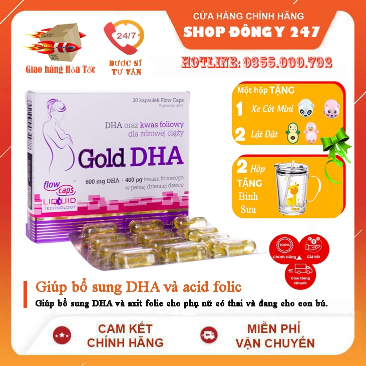 Gold DHA Chela Nhập khẩu châu âu. Bổ sung DHA, Acid Folic cho phụ nữ mang