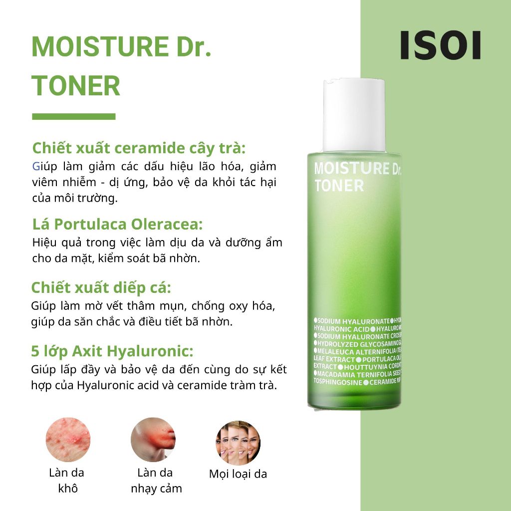 Nước Hoa Hồng Cấp Ẩm, Làm Dịu Da ISOI Moisture Dr Toner 130ML