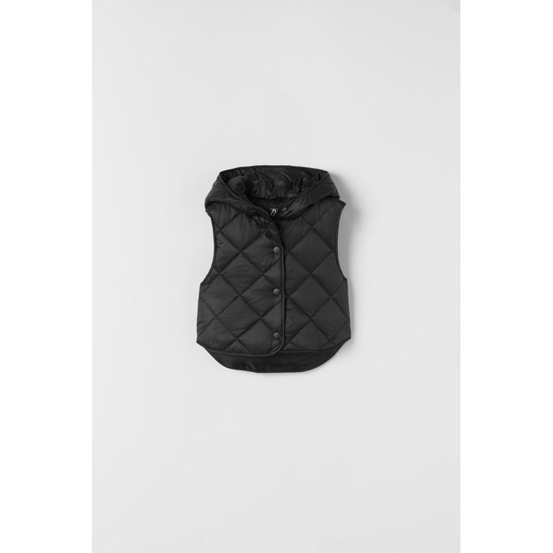 Áo Gile Hoodie Trần Trám Bé Gái Siêu Nhẹ Đen Dáng Ngắn ZR