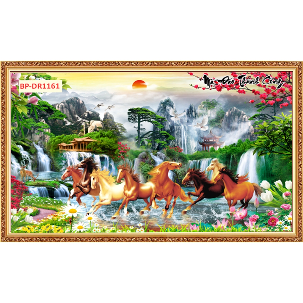 Tranh mã đáo thành công, tranh trang trí phòng khách, tranh nghệ thuật, tranh phong thủy, tranh 3d bóc dán, tranh decal
