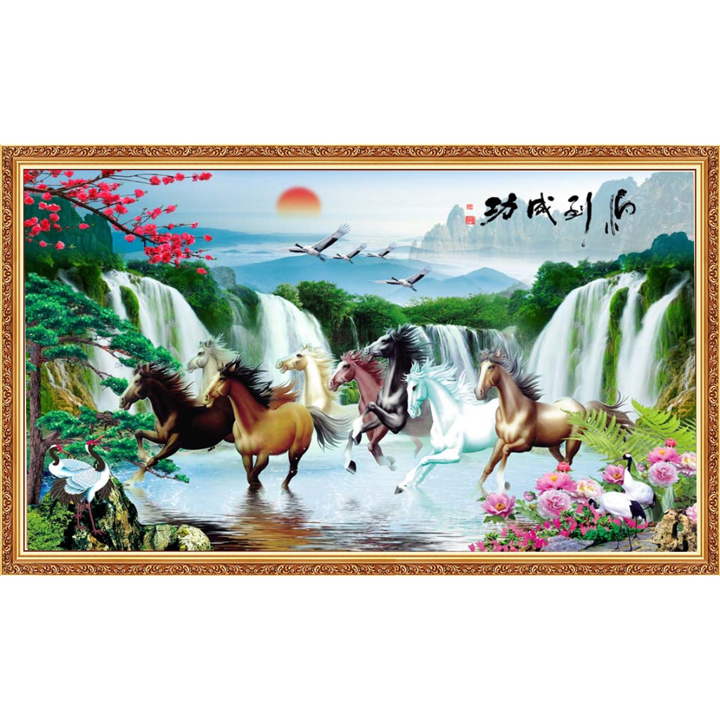 Tranh mã đáo thành công, tranh trang trí phòng khách, tranh nghệ thuật, tranh phong thủy, tranh 3d bóc dán, tranh decal