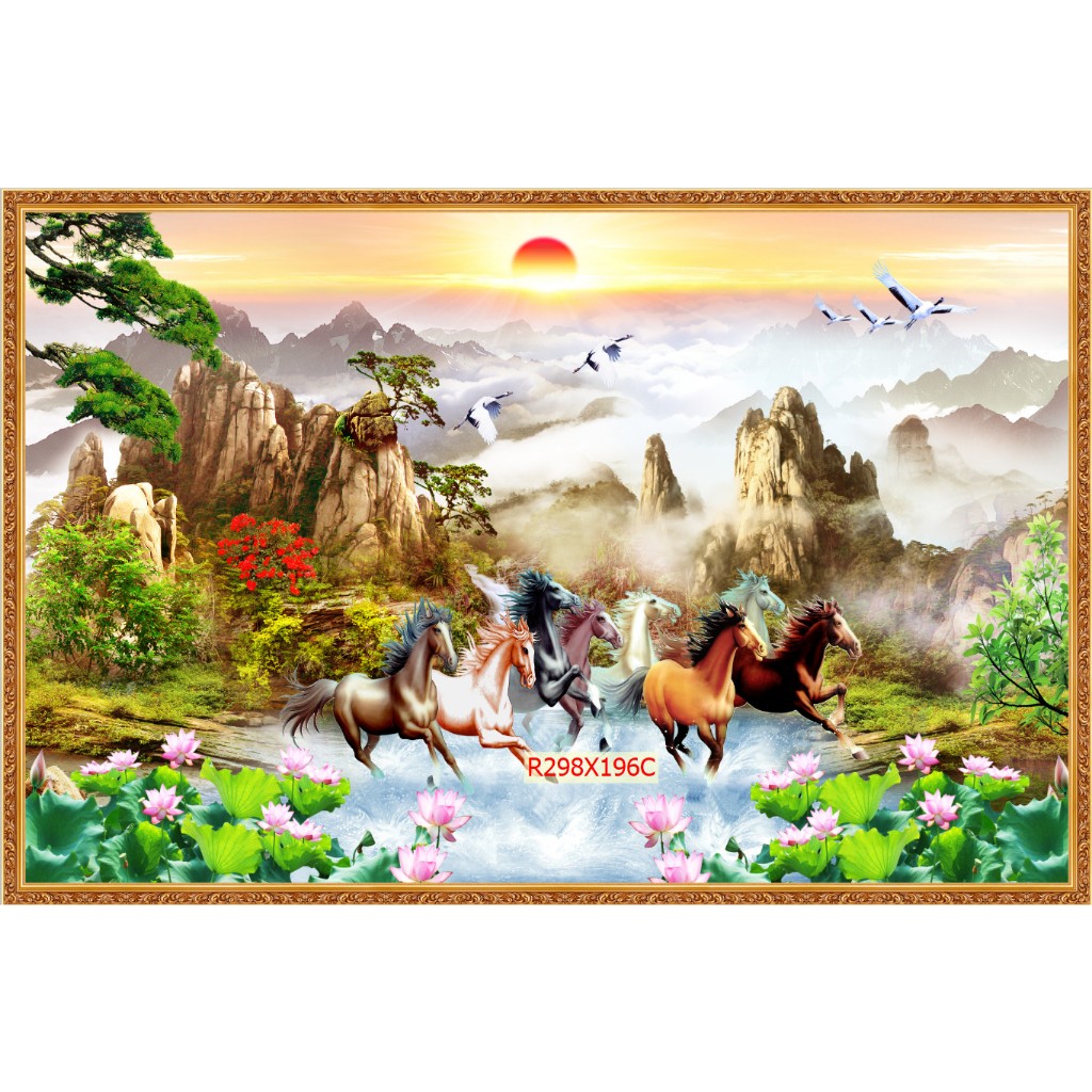 Tranh mã đáo thành công, tranh trang trí phòng khách, tranh nghệ thuật, tranh phong thủy, tranh 3d bóc dán, tranh decal