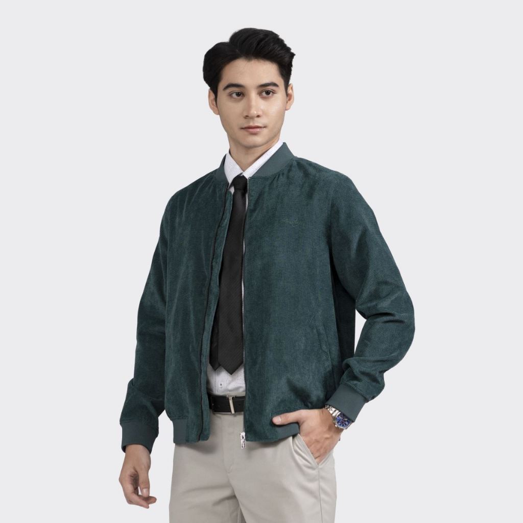 Áo khoác bomber nhung 2 lớp Aristino form suông vừa bo gấu co giãn nhẹ AJK028W2