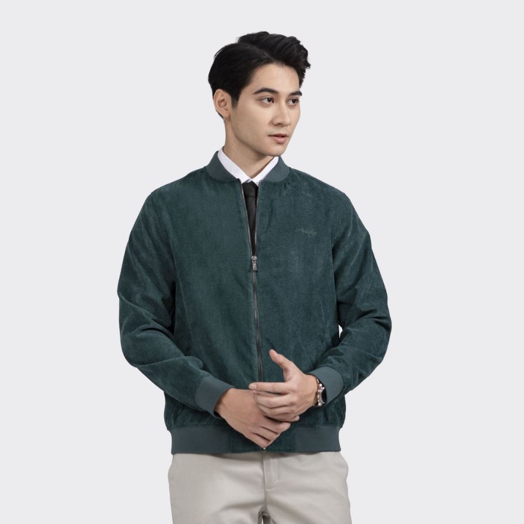 Áo khoác bomber nhung 2 lớp Aristino form suông vừa bo gấu co giãn nhẹ AJK028W2