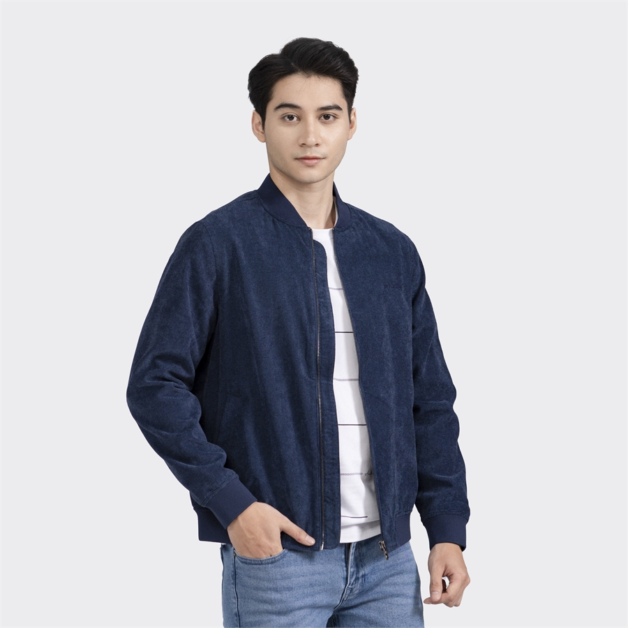 Áo khoác bomber nhung 2 lớp Aristino form suông vừa bo gấu co giãn nhẹ AJK028W2