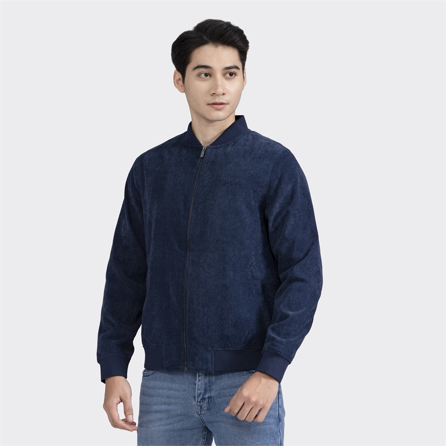 Áo khoác bomber nhung 2 lớp Aristino form suông vừa bo gấu co giãn nhẹ AJK028W2