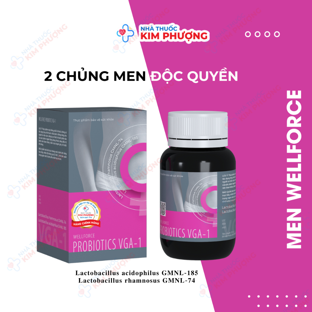 Wellforce ProbioticS VGA-1 Men Vi Sinh Phụ Khoa, Lợi Khuẩn Hộp 30 viên Medimap dung dịch, xịt Maxibac