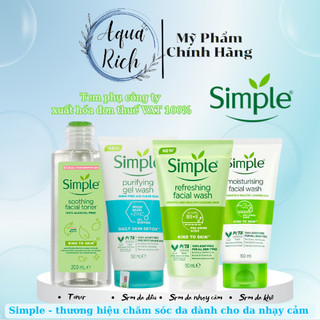 [Mới] Sữa Rửa Mặt - Toner nước hoa hồng simple dành cho da nhạy cảm 200ml