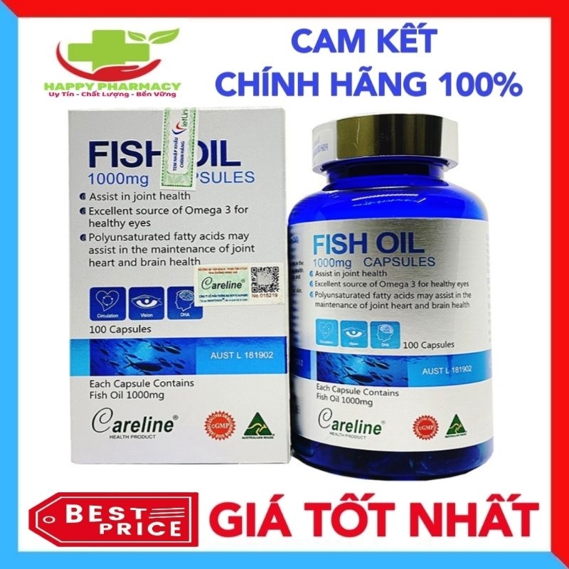 Chính Hãng Careline Fish Oil dầu cá hồi bổ sung omega hộp 100 viên