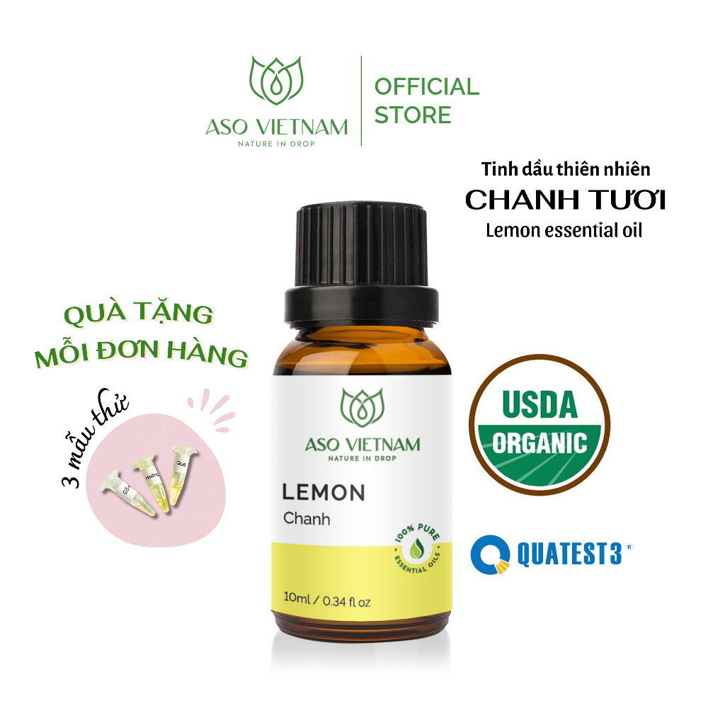 Tinh Dầu Chanh Tươi (Lemon) ASO-Tinh Dầu Thơm Phòng-Tinh Dầu Thiên Nhiên Nguyên Chất Nhập Khẩu-Sát Trùng, Diêt Vi Khuẩn